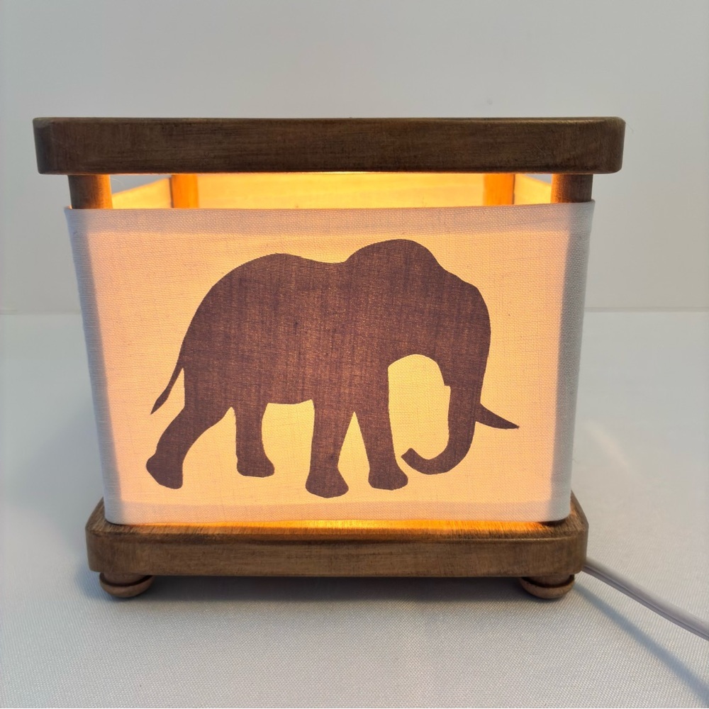 Jungle Animal Elephant Giraffe Rhino Gorilla Wood & Fabric Accent Night Light